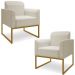 Kit 2 Poltronas Decorativas Isabella Base Industrial Linho Bege/Dourado G19