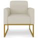 Kit 2 Poltronas Decorativas Isabella Base Industrial Linho Bege/Dourado G19