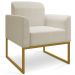 Kit 2 Poltronas Decorativas Isabella Base Industrial Linho Bege/Dourado G19