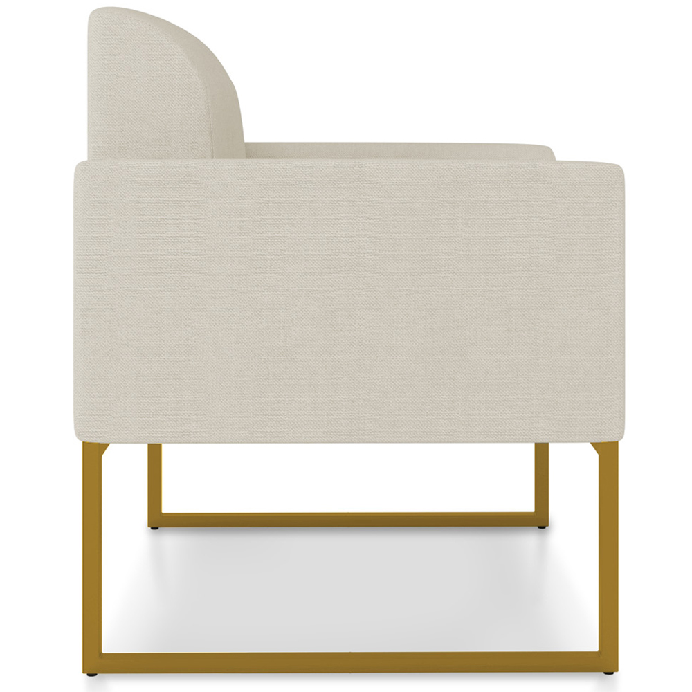 Kit 2 Poltronas Decorativas Isabella Base Industrial Linho Bege/Dourado G19