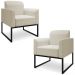 Kit 2 Poltronas Decorativas Isabella Base Industrial Linho Bege/Preto G19