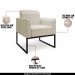 Kit 2 Poltronas Decorativas Isabella Base Industrial Linho Bege/Preto G19