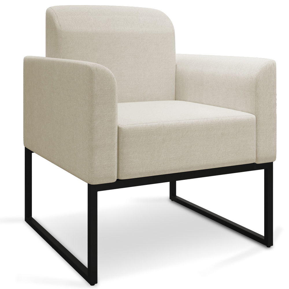Kit 2 Poltronas Decorativas Isabella Base Industrial Linho Bege/Preto G19