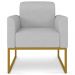 Kit 2 Poltronas Decorativas Isabella Base Industrial Linho Cinza/Dourado G19