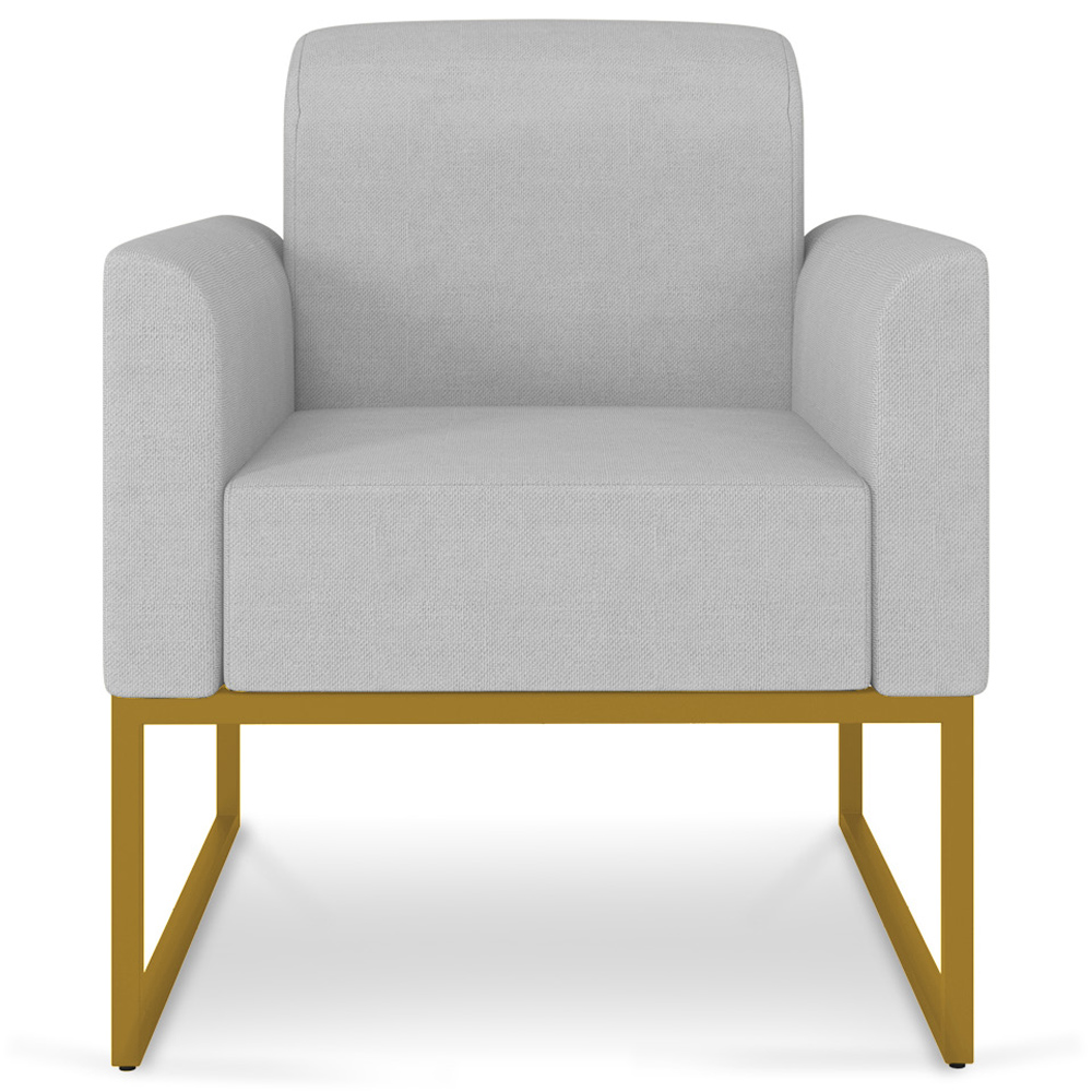 Kit 2 Poltronas Decorativas Isabella Base Industrial Linho Cinza/Dourado G19