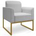 Kit 2 Poltronas Decorativas Isabella Base Industrial Linho Cinza/Dourado G19
