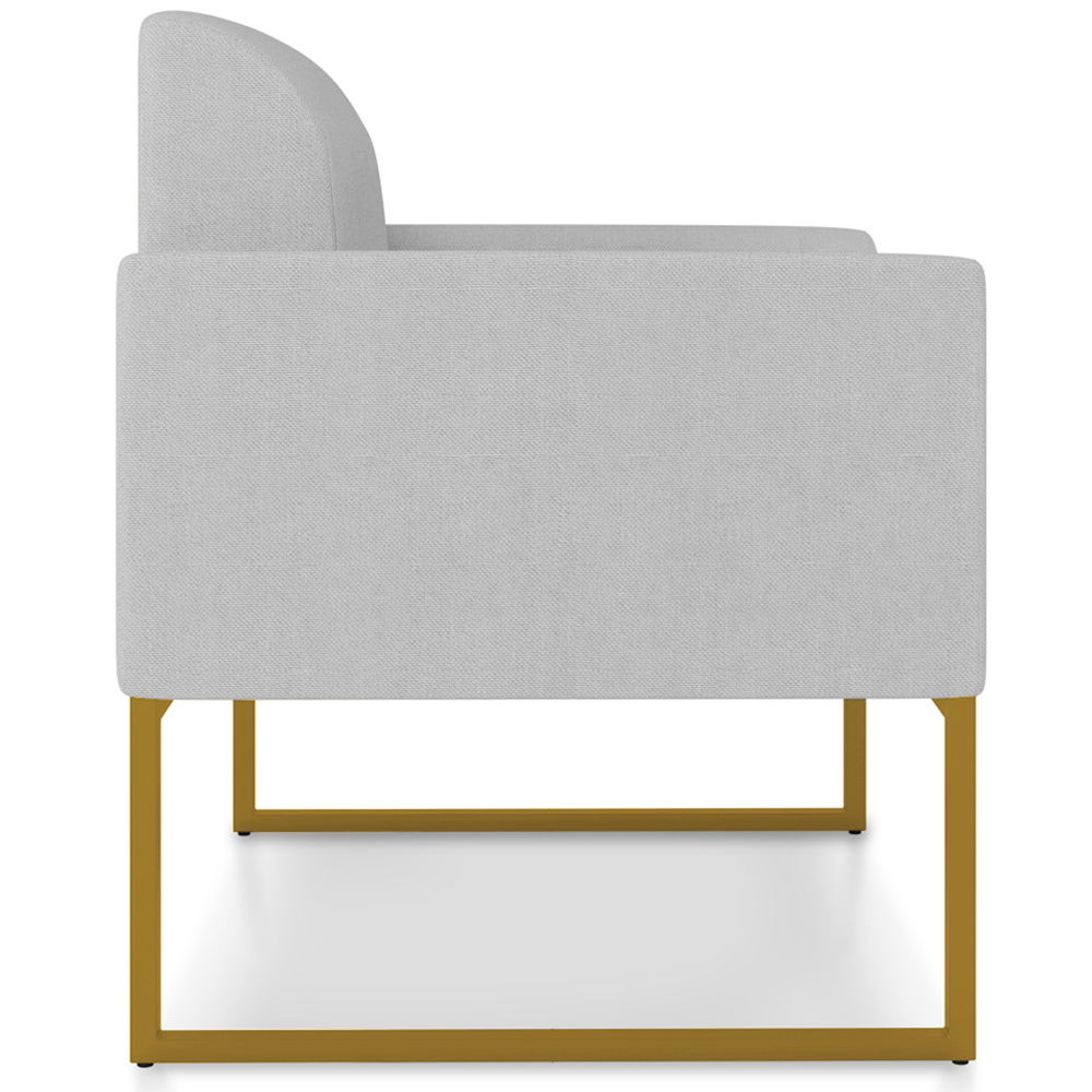 Kit 2 Poltronas Decorativas Isabella Base Industrial Linho Cinza/Dourado G19