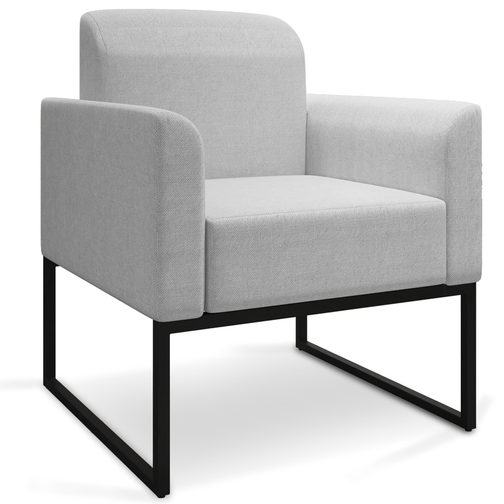 Kit 2 Poltronas Decorativas Isabella Base Industrial Linho Cinza/Preto G19