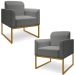 Kit 2 Poltronas Decorativas Isabella Base Industrial Linho Grafite/Dourado G19