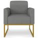 Kit 2 Poltronas Decorativas Isabella Base Industrial Linho Grafite/Dourado G19