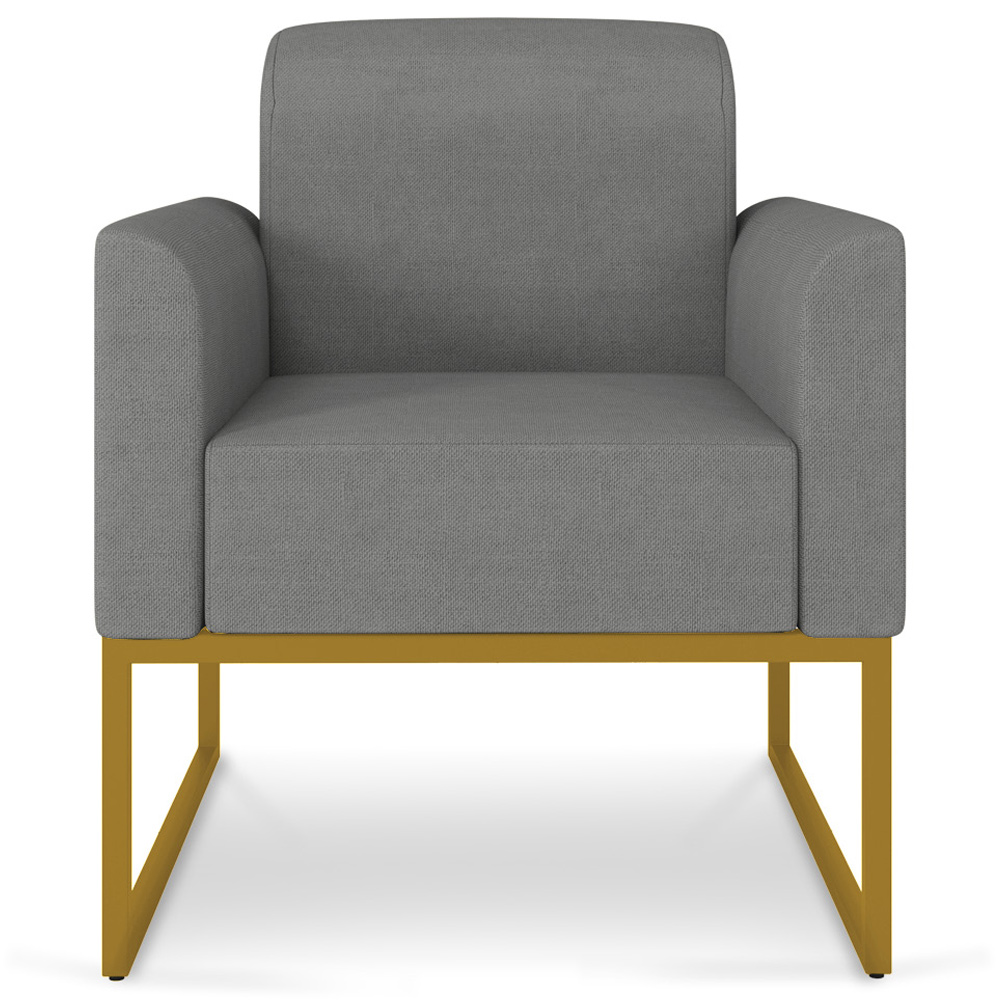 Kit 2 Poltronas Decorativas Isabella Base Industrial Linho Grafite/Dourado G19