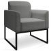Kit 2 Poltronas Decorativas Isabella Base Industrial Linho Grafite/Preto G19