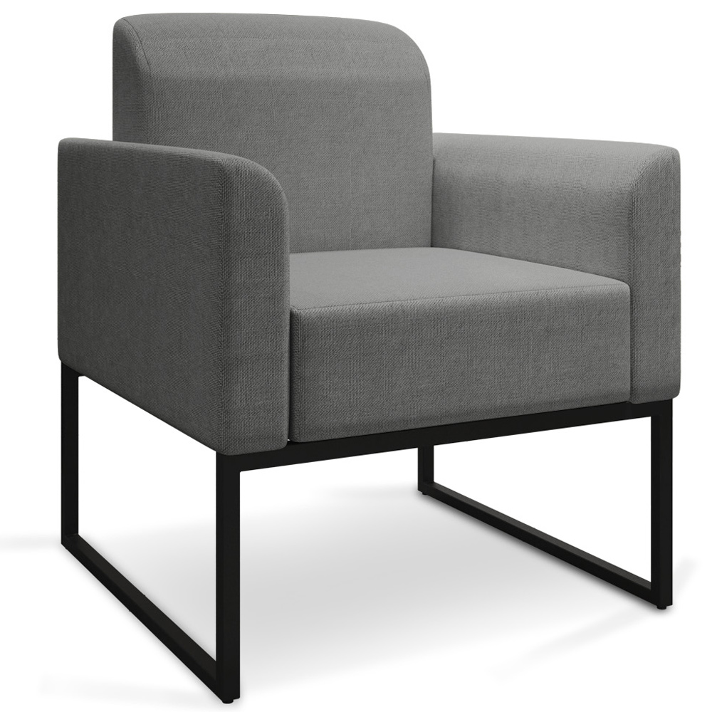 Kit 2 Poltronas Decorativas Isabella Base Industrial Linho Grafite/Preto G19