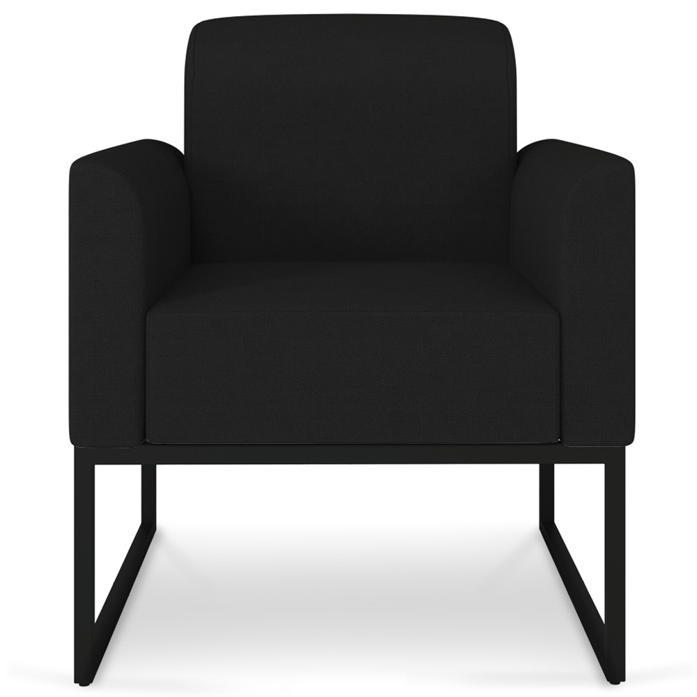 Kit 2 Poltronas Decorativas Isabella Base Industrial Linho Preto G19
