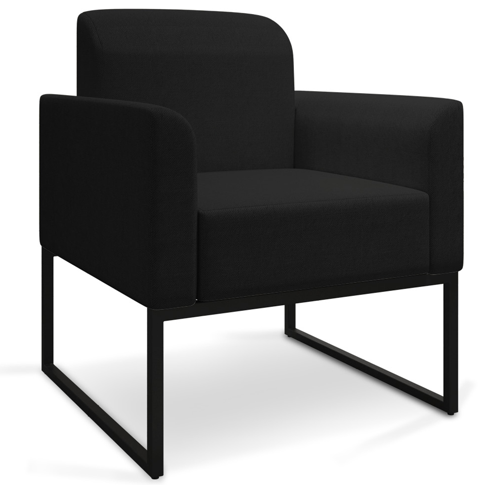 Kit 2 Poltronas Decorativas Isabella Base Industrial Linho Preto G19