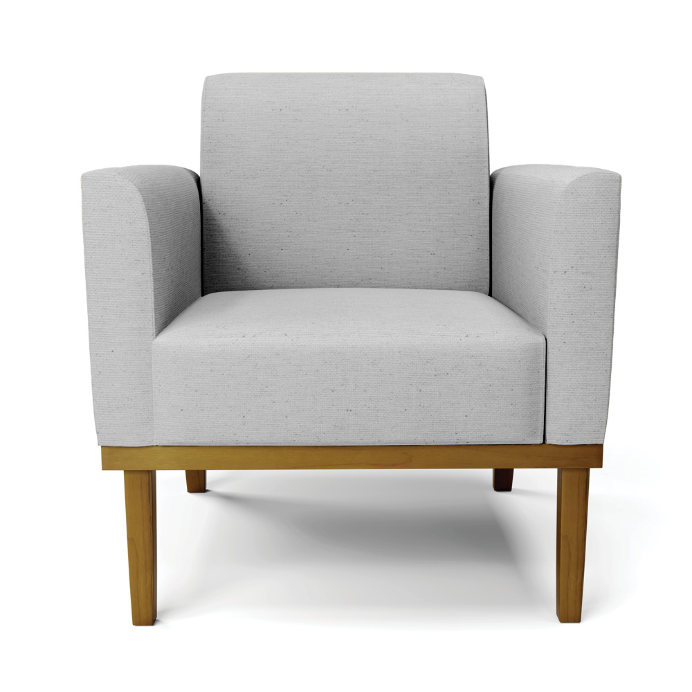 Kit 2 Poltronas Decorativas Isabella Pés Fixo em Madeira Castanho Linho Cinza G19 - Gran Belo