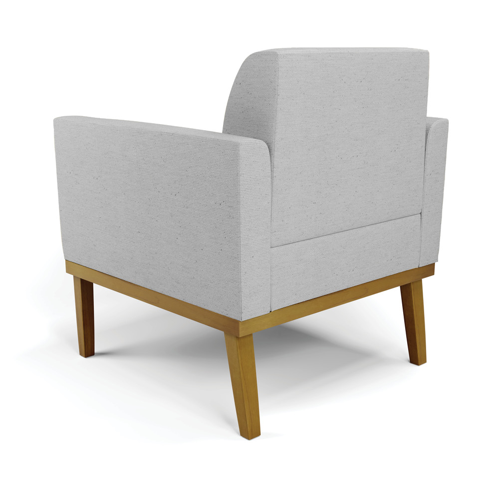 Kit 2 Poltronas Decorativas Isabella Pés Fixo em Madeira Castanho Linho Cinza G19 - Gran Belo