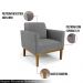 Kit 2 Poltronas Decorativas Isabella Pés Fixo em Madeira Castanho Linho Cinza Mesclado G19 - Gran Belo