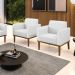 Kit 2 Poltronas Decorativas Isabella Pés Fixo em Madeira Castanho PU Branco G19 - Gran Belo