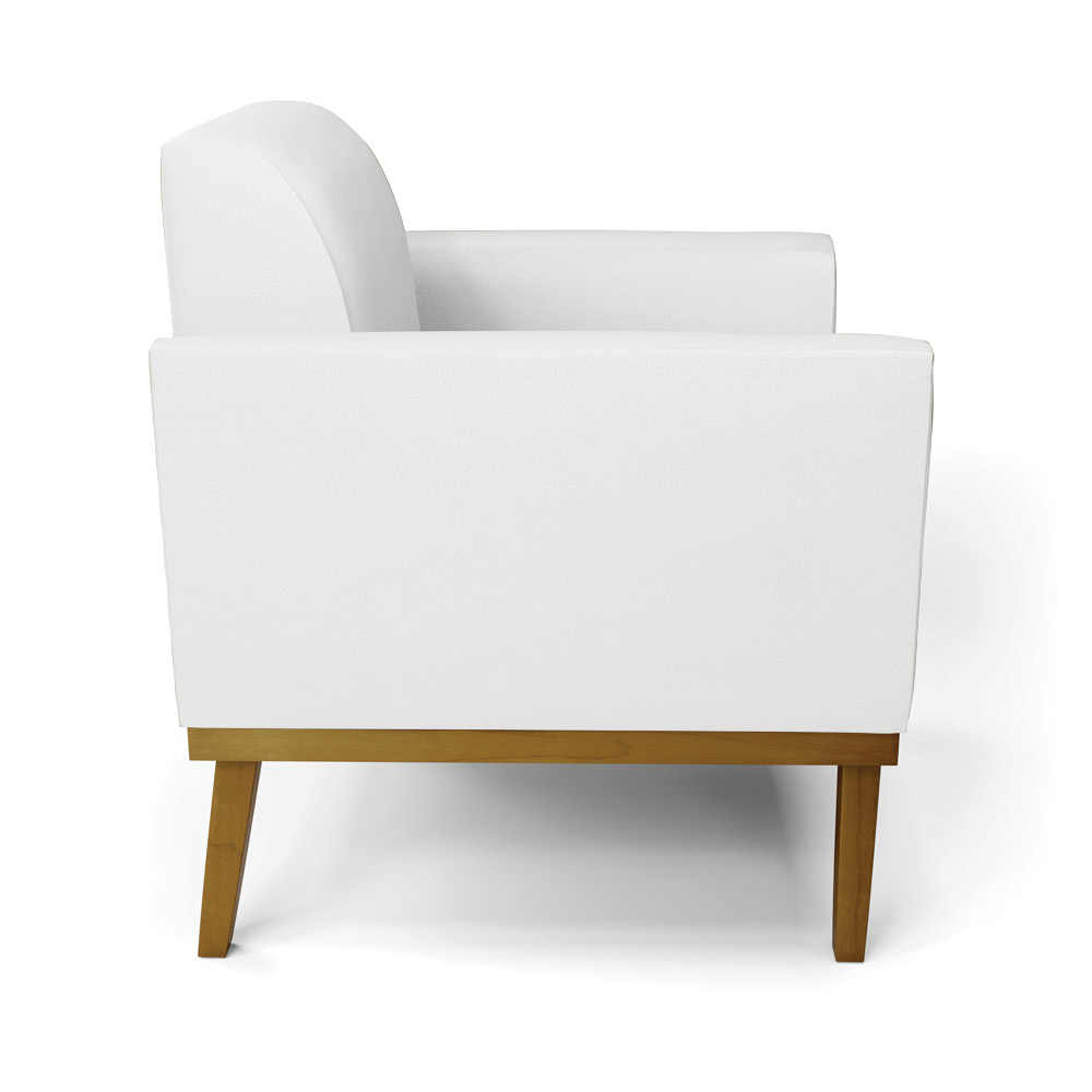 Kit 2 Poltronas Decorativas Isabella Pés Fixo em Madeira Castanho PU Branco G19 - Gran Belo