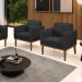 Kit 2 Poltronas Decorativas Isabella Pés Fixo em Madeira Castanho PU Preto G19 - Gran Belo