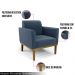 Kit 2 Poltronas Decorativas Isabella Pés Fixo em Madeira Castanho Suede Azul Marinho G19 - Gran Belo