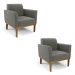 Kit 2 Poltronas Decorativas Isabella Pés Fixo em Madeira Castanho Suede Grafite G19 - Gran Belo