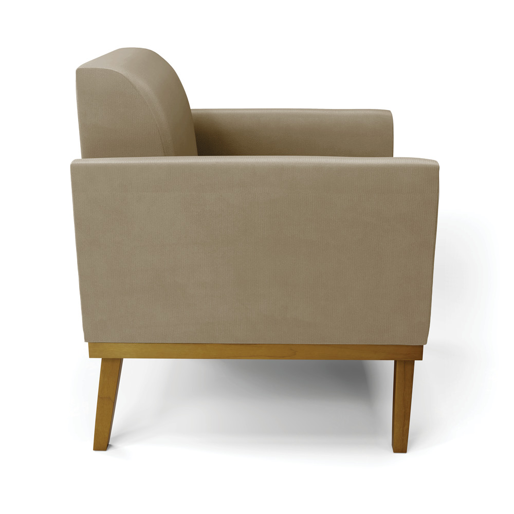 Kit 2 Poltronas Decorativas Isabella Pés Fixo em Madeira Castanho Suede Nude G19 - Gran Belo