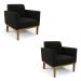 Kit 2 Poltronas Decorativas Isabella Pés Fixo em Madeira Castanho Suede Preto G19 - Gran Belo