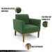 Kit 2 Poltronas Decorativas Isabella Pés Fixo em Madeira Castanho Suede Verde G19 - Gran Belo