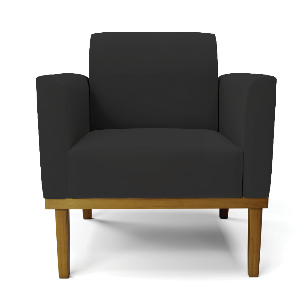 Kit 2 Poltronas Decorativas Isabella Pés Fixo em Madeira Castanho Veludo Preto G19 - Gran Belo