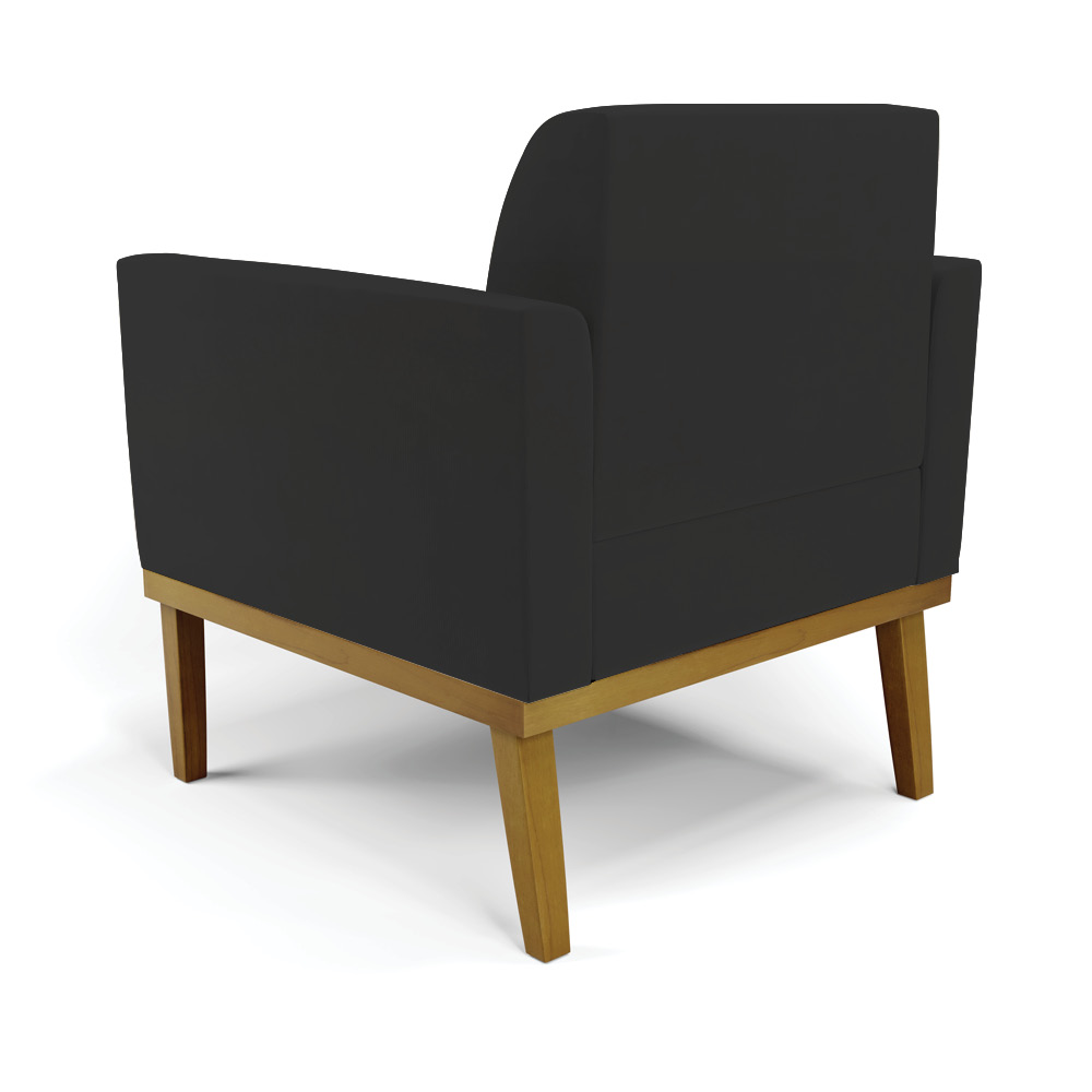 Kit 2 Poltronas Decorativas Isabella Pés Fixo em Madeira Castanho Veludo Preto G19 - Gran Belo