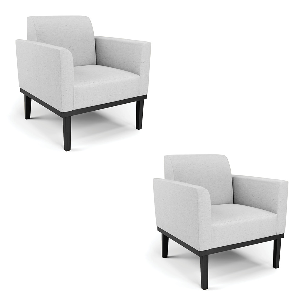 Kit 2 Poltronas Decorativas Isabella Pés Fixo em Madeira Preto Linho Cinza G19 - Gran Belo