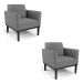 Kit 2 Poltronas Decorativas Isabella Pés Fixo em Madeira Preto Linho Cinza Mesclado G19 - Gran Belo