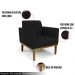 Kit 2 Poltronas Decorativas Isabella Pés Fixo em Madeira Preto Linho Preto G19 - Gran Belo