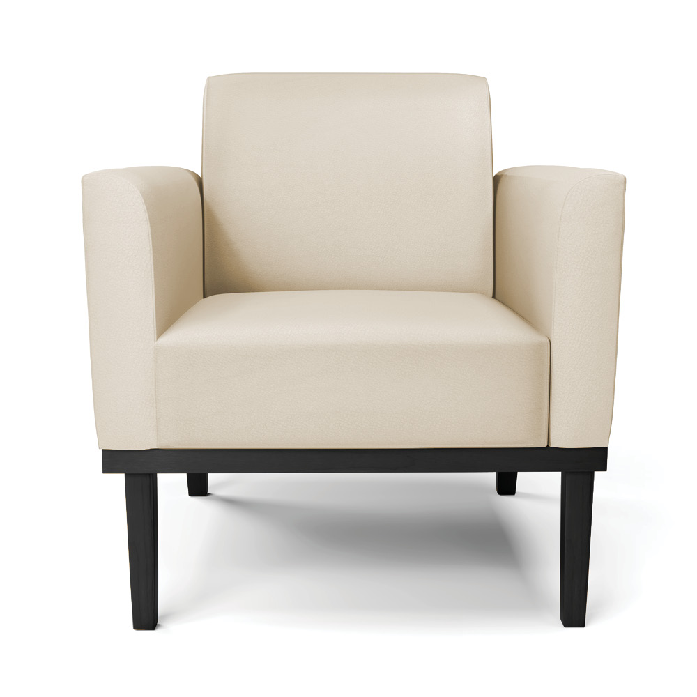 Kit 2 Poltronas Decorativas Isabella Pés Fixo em Madeira Preto PU Bege G19 - Gran Belo