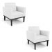 Kit 2 Poltronas Decorativas Isabella Pés Fixo em Madeira Preto PU Branco G19 - Gran Belo