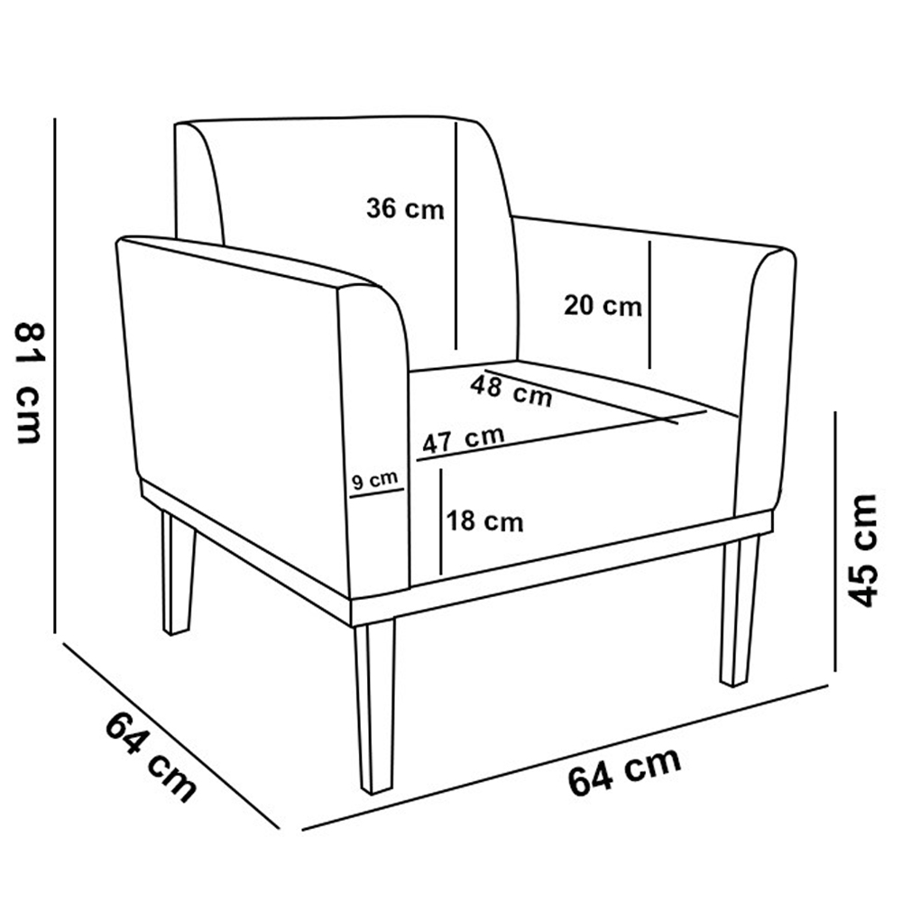 Kit 2 Poltronas Decorativas Isabella Pés Fixo em Madeira Preto PU Branco G19 - Gran Belo