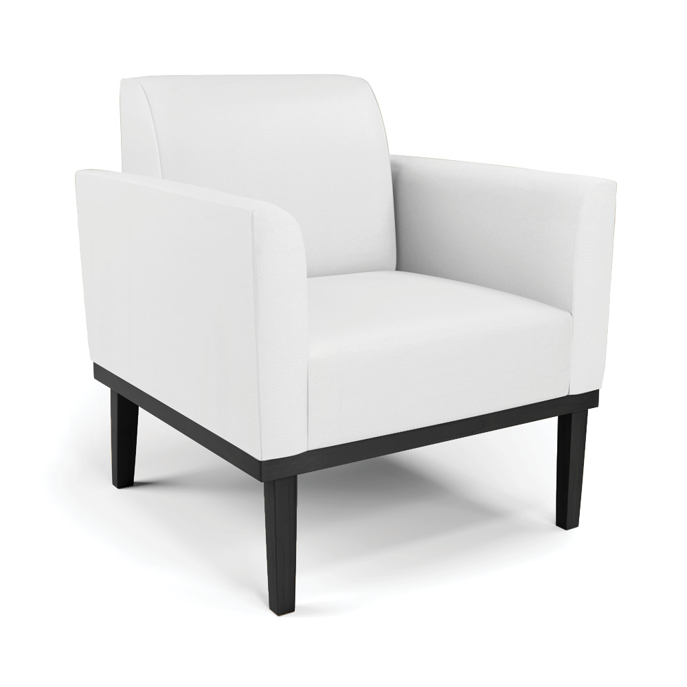 Kit 2 Poltronas Decorativas Isabella Pés Fixo em Madeira Preto PU Branco G19 - Gran Belo
