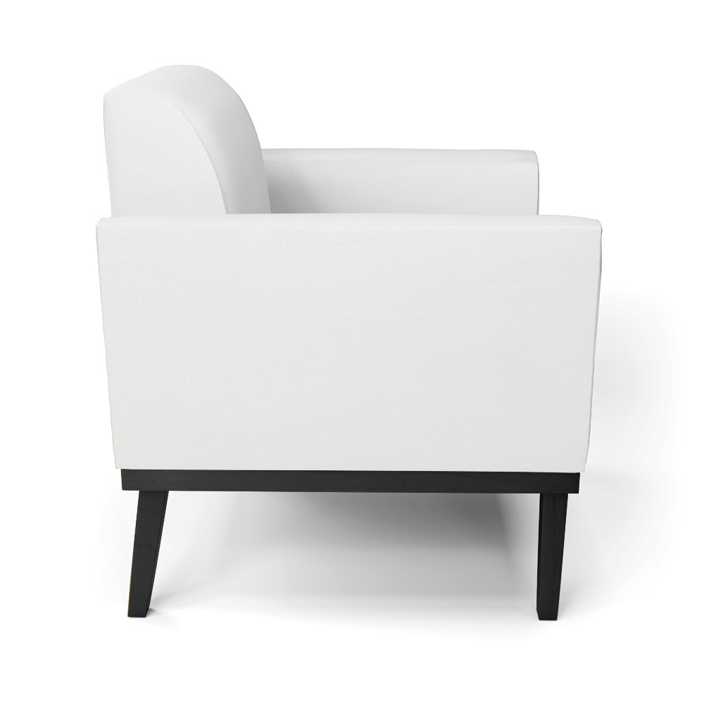 Kit 2 Poltronas Decorativas Isabella Pés Fixo em Madeira Preto PU Branco G19 - Gran Belo