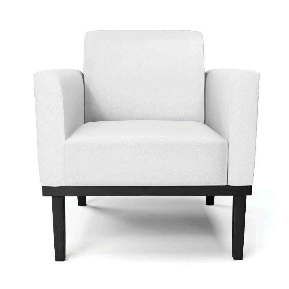 Kit 2 Poltronas Decorativas Isabella Pés Fixo em Madeira Preto PU Branco G19 - Gran Belo