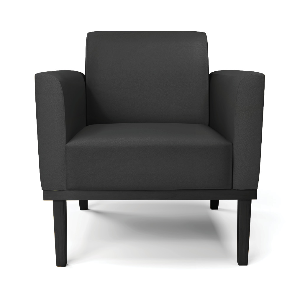 Kit 2 Poltronas Decorativas Isabella Pés Fixo em Madeira Preto PU Preto G19 - Gran Belo