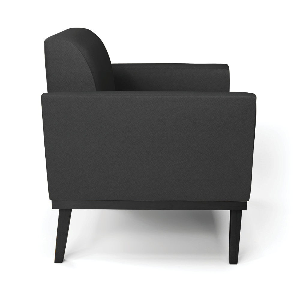 Kit 2 Poltronas Decorativas Isabella Pés Fixo em Madeira Preto PU Preto G19 - Gran Belo