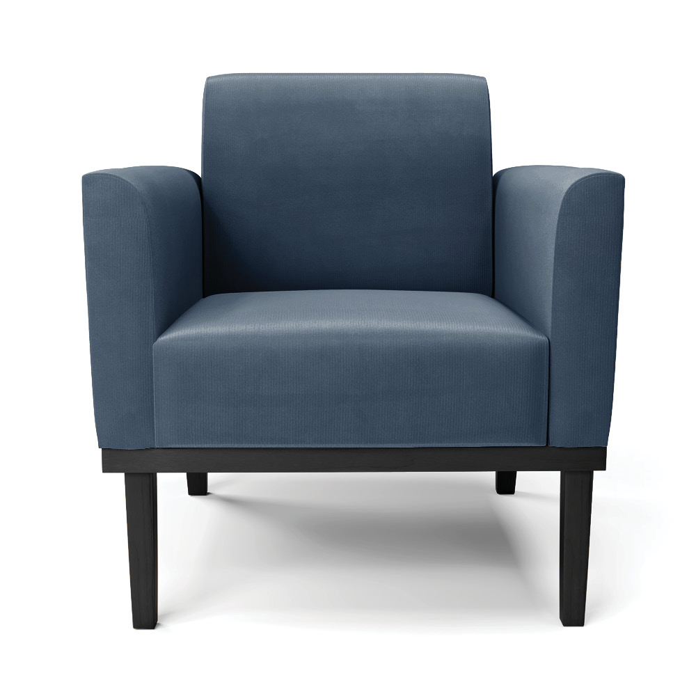 Kit 2 Poltronas Decorativas Isabella Pés Fixo em Madeira Preto Suede Azul Marinho G19 - Gran Belo