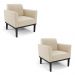 Kit 2 Poltronas Decorativas Isabella Pés Fixo em Madeira Preto Suede Bege G19 - Gran Belo