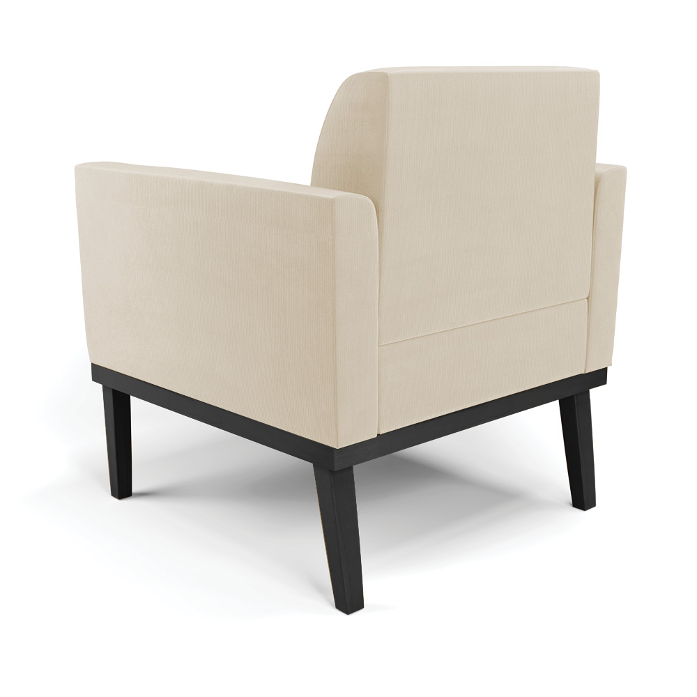 Kit 2 Poltronas Decorativas Isabella Pés Fixo em Madeira Preto Suede Bege G19 - Gran Belo