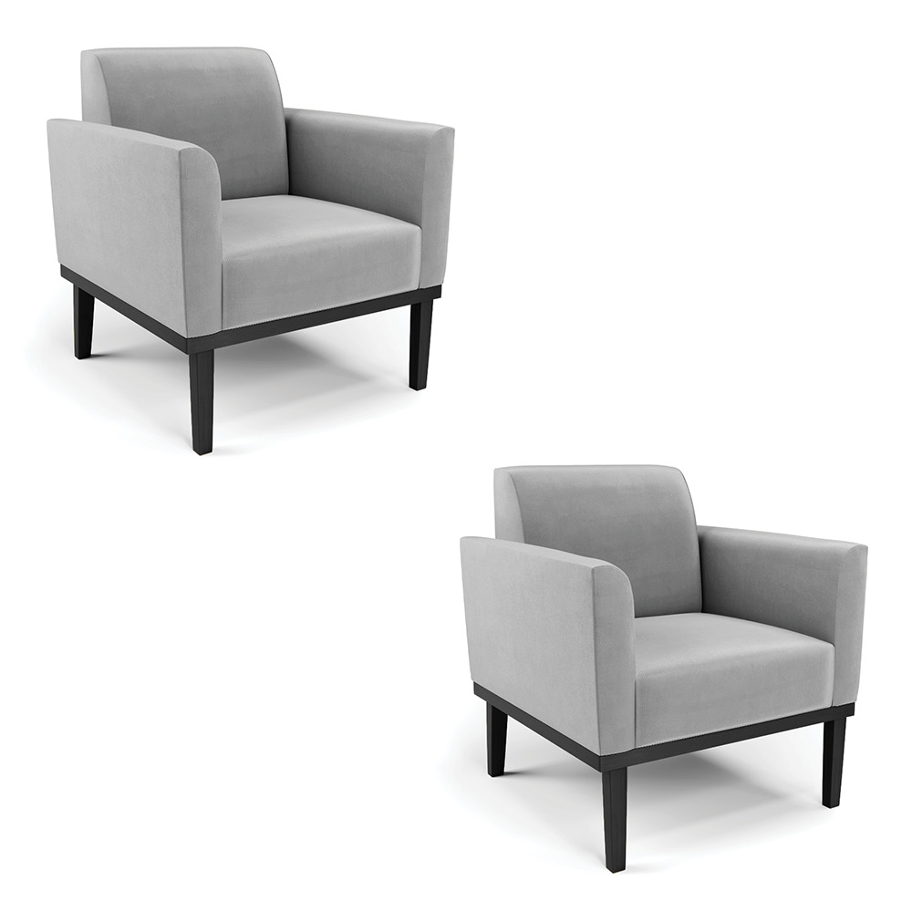 Kit 2 Poltronas Decorativas Isabella Pés Fixo em Madeira Preto Suede Cinza G19 - Gran Belo