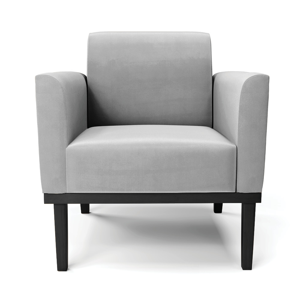 Kit 2 Poltronas Decorativas Isabella Pés Fixo em Madeira Preto Suede Cinza G19 - Gran Belo