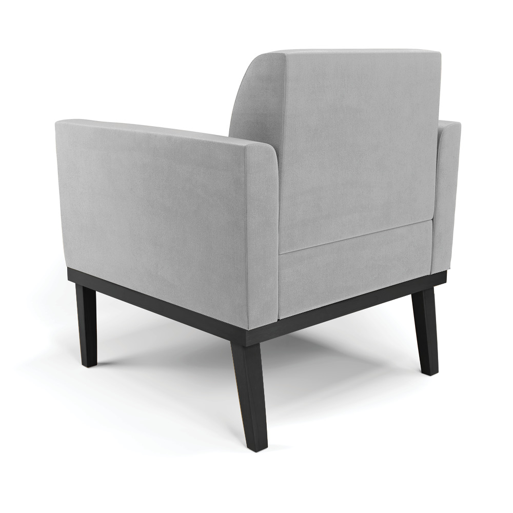Kit 2 Poltronas Decorativas Isabella Pés Fixo em Madeira Preto Suede Cinza G19 - Gran Belo