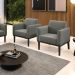 Kit 2 Poltronas Decorativas Isabella Pés Fixo em Madeira Preto Suede Grafite G19 - Gran Belo